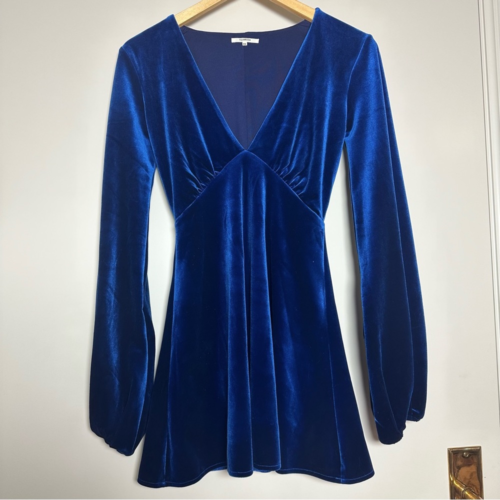 Tularosa Ryland Blue Velvet Dress